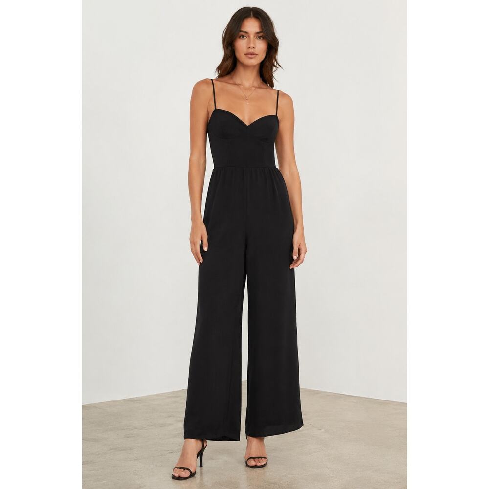 Aritzia Wilfred Black Sweetheart Wide Leg Jumpsuit Size 6 Minimal Chic